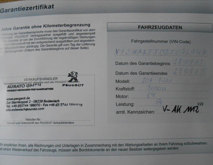 Peugeot 207 Hatchback 1,4 l 54 kw