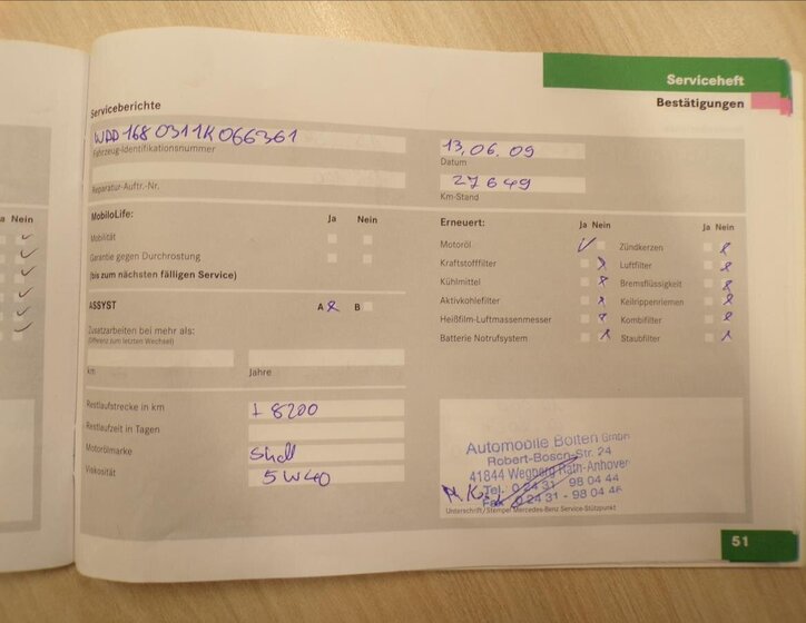 Mercedes-Benz Třídy A Kombi 1,6 l 60 kw