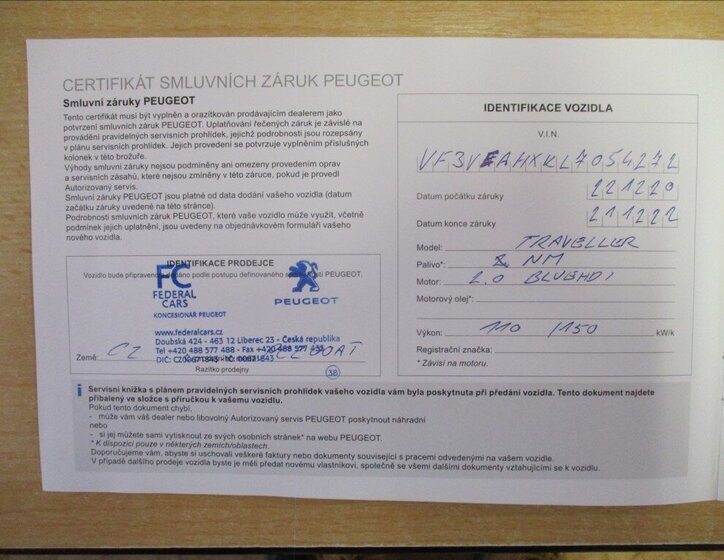 Peugeot Traveller Ostatní 2,0 l 110 kw