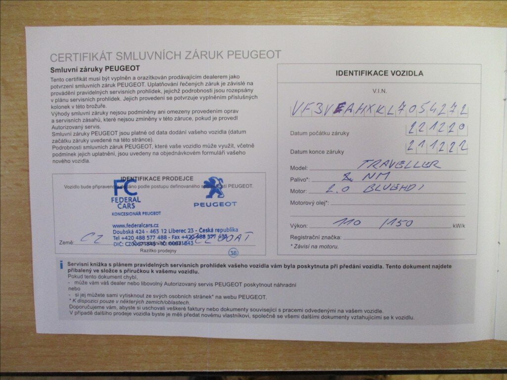 Peugeot Traveller Ostatní 2,0 l 110 kw