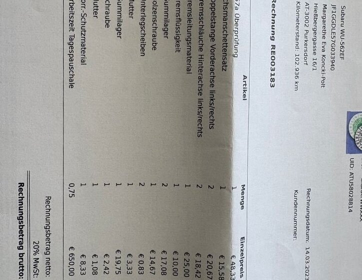 Subaru Impreza Kombi 1,5 l 77 kw