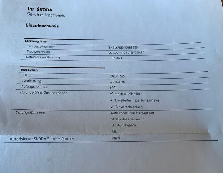 Škoda Octavia Kombi 2,0 l 135 kw