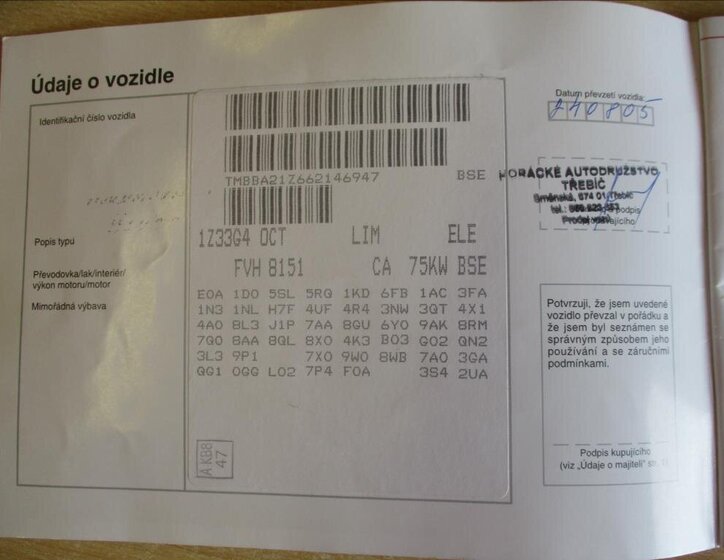 Škoda Octavia Sedan / Limuzína 1,6 l 75 kw