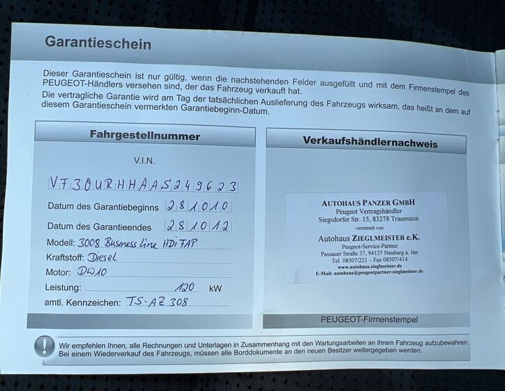 Peugeot 3008 MPV 2,0 l 120 kw