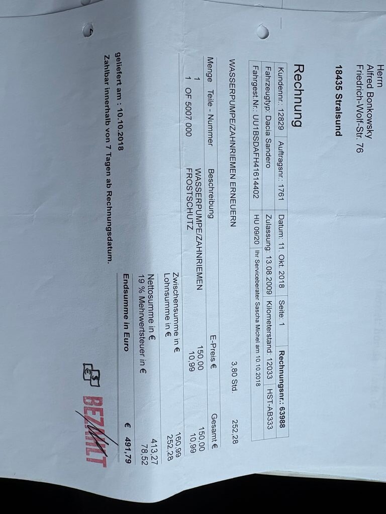 Dacia Sandero Hatchback 1,6 l 64 kw