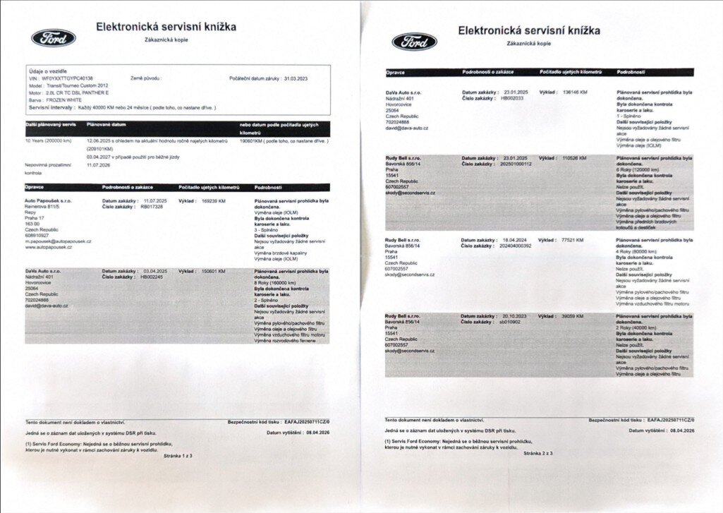 Ford Transit Custom Skříň 2,0 l 77 kw