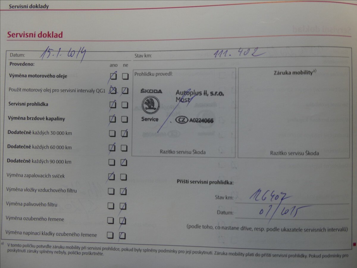 Škoda Octavia Sedan / Limuzína 1,6 l 85 kw