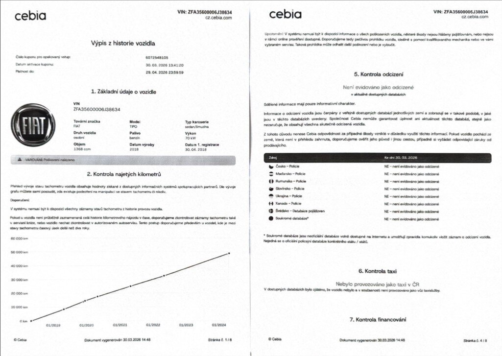 Fiat Tipo Sedan / Limuzína 1,4 l 70 kw