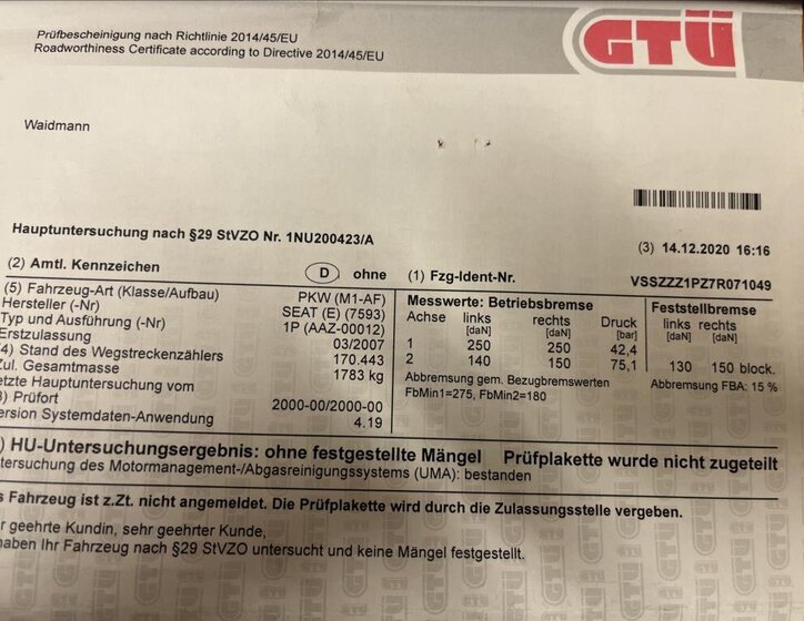 Seat Leon Hatchback 1,6 l 75 kw
