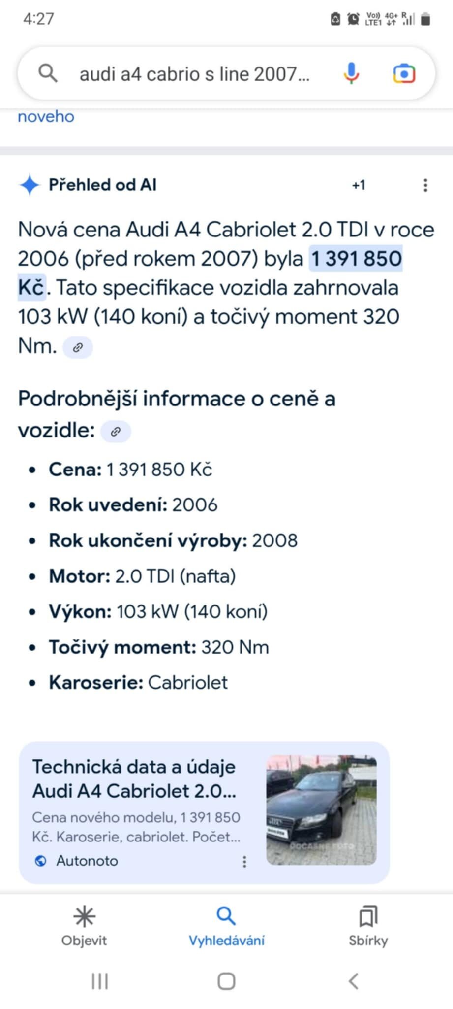 Audi A4 Kabriolet 2,0 l 103 kw