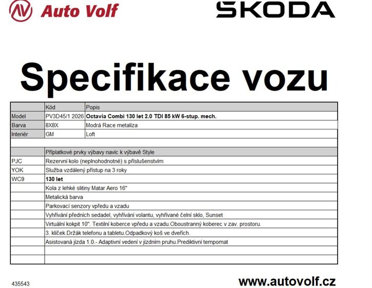 Škoda Octavia Kombi 2,0 l 85 kw