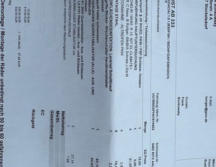 Dacia Sandero Hatchback 1,6 l 64 kw