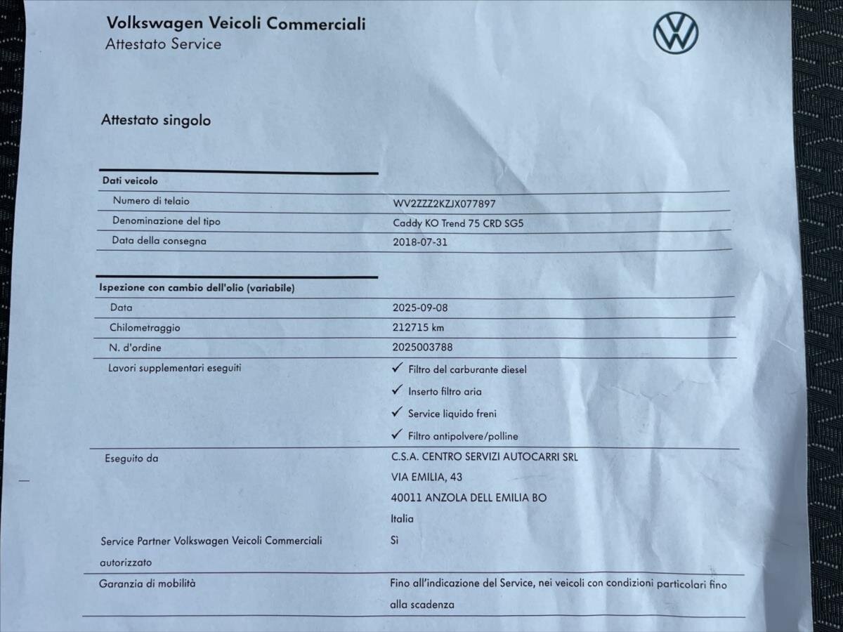 Volkswagen Caddy MPV 2,0 l 75 kw