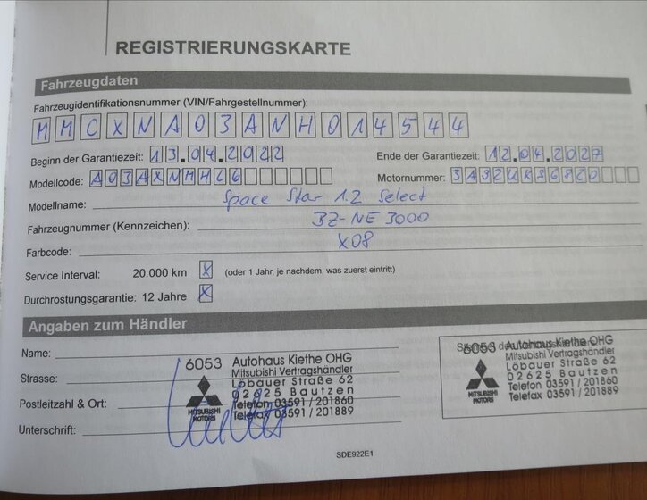 Mitsubishi Space Star Hatchback 1,2 l 52 kw