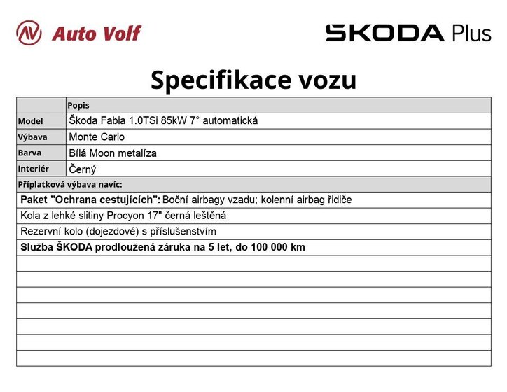 Škoda Fabia Hatchback 1,0 l 85 kw