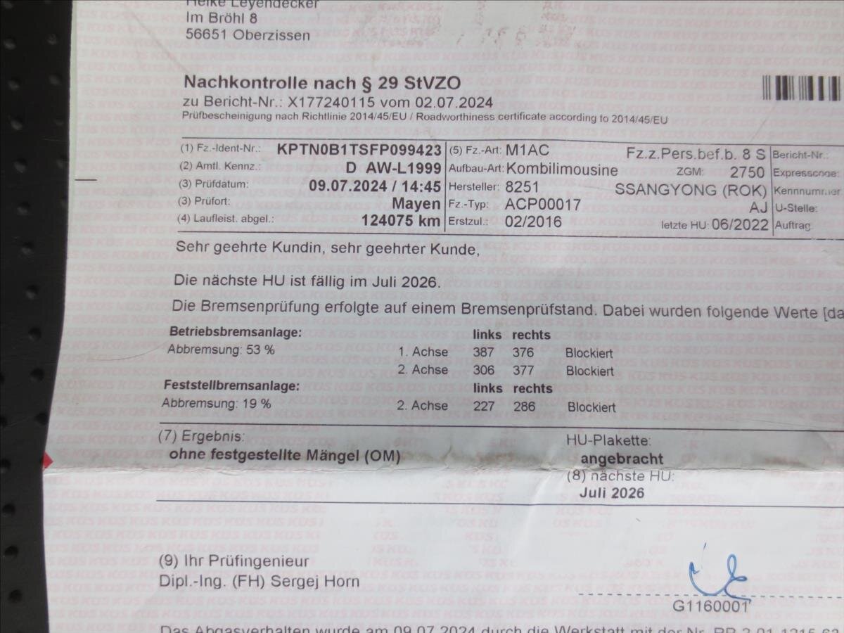 SsangYong Rodius VAN-Minibus 2,0 l 114 kw