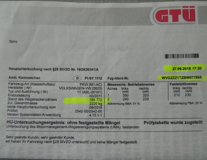 Volkswagen Touran MPV 2,0 l 103 kw