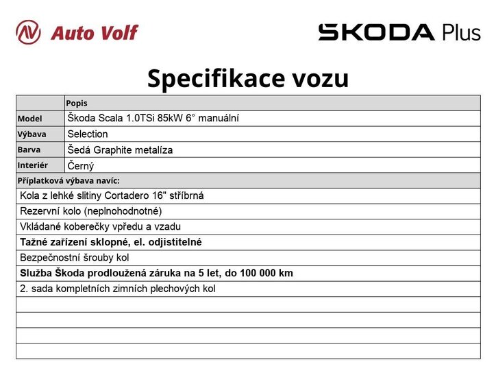 Škoda Scala Hatchback 1,0 l 85 kw