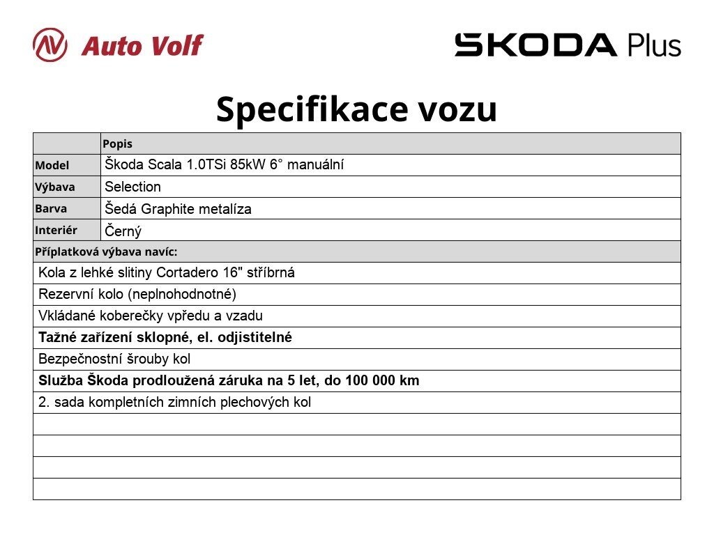 Škoda Scala Hatchback 1,0 l 85 kw