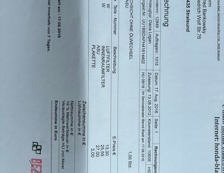 Dacia Sandero Hatchback 1,6 l 64 kw