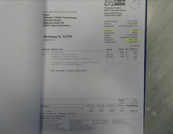 Volkswagen Caddy MPV 2,0 l 75 kw