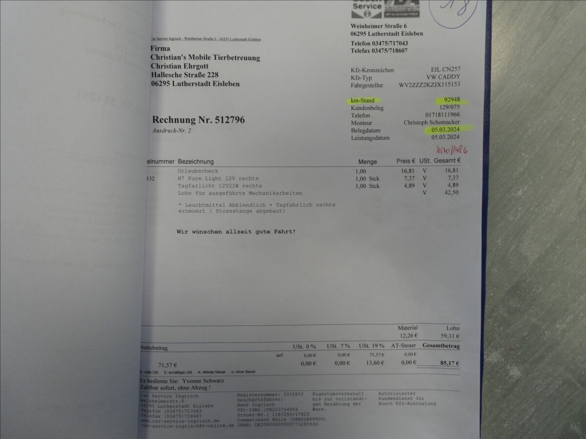 Volkswagen Caddy MPV 2,0 l 75 kw