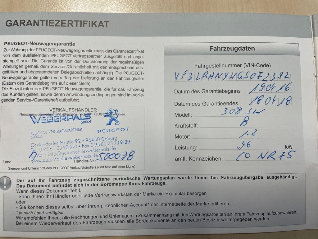 Peugeot 308 Kombi 1,2 l 96 kw