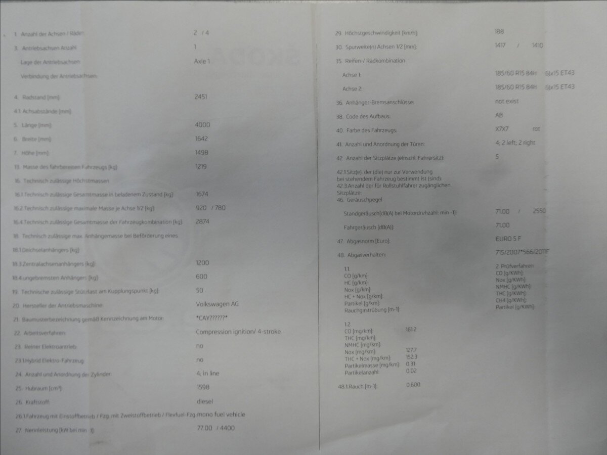 Škoda Fabia Hatchback 1,6 l 77 kw