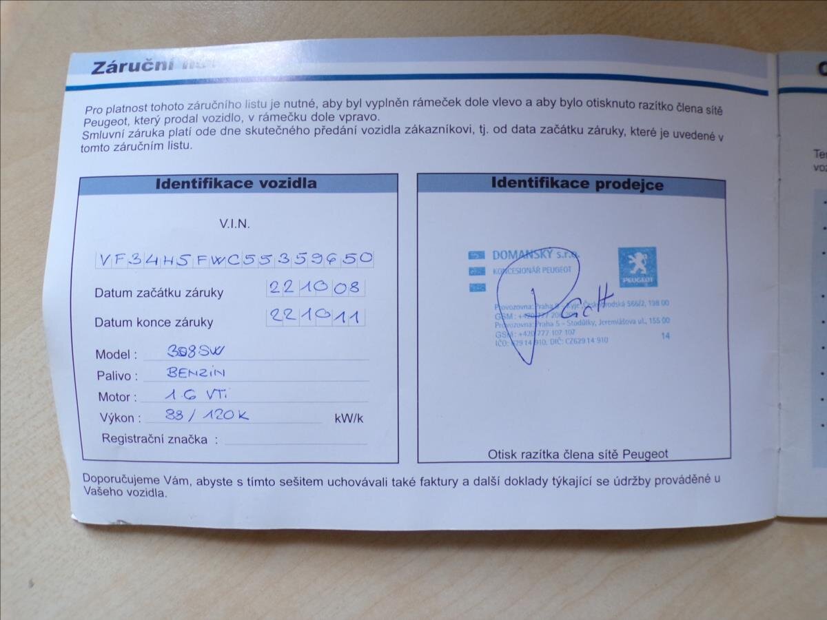 Peugeot 308 Kombi 1,6 l 88 kw