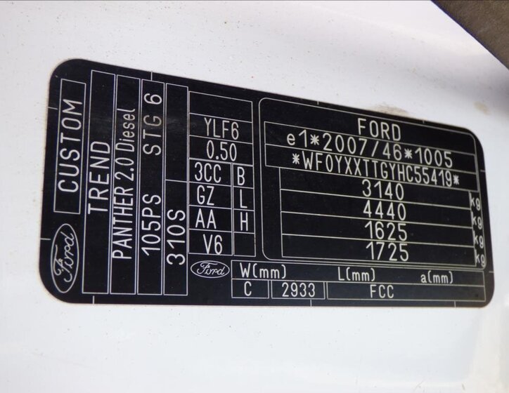 Ford Transit Custom Ostatní 2,0 l 77 kw