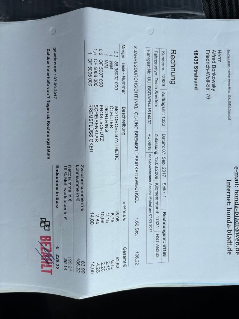 Dacia Sandero Hatchback 1,6 l 64 kw