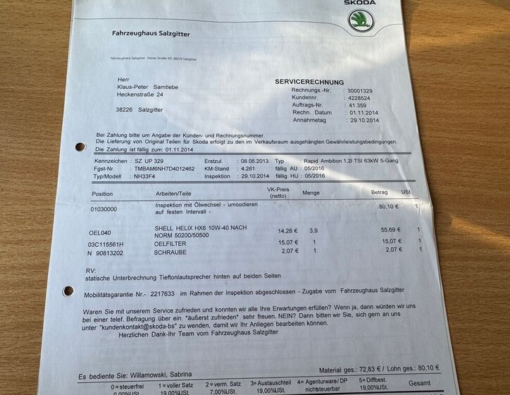 Škoda Rapid Sedan 1,2 l 63 kw