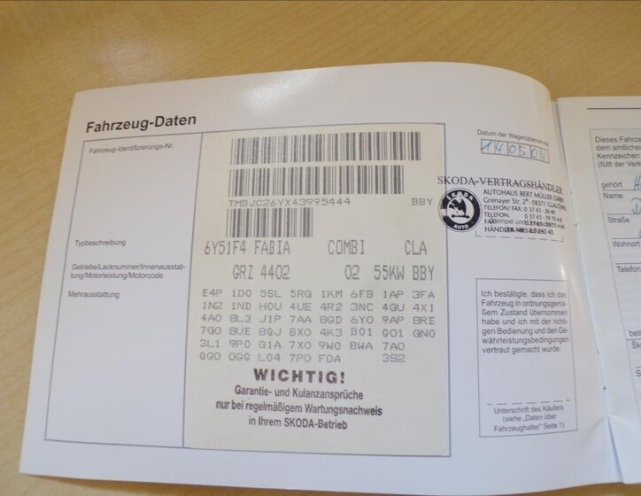 Škoda Fabia Kombi 1,4 l 55 kw