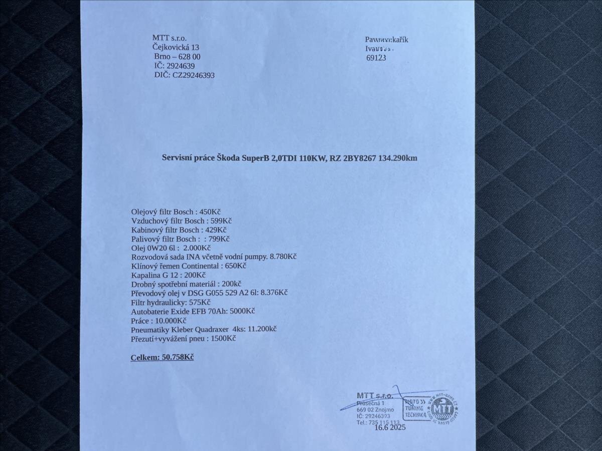 Škoda Superb Kombi 2,0 l 110 kw