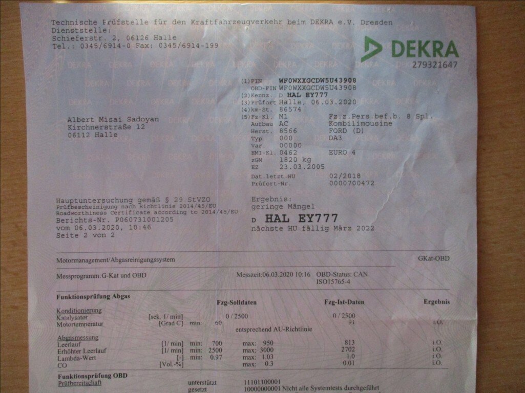 Ford Focus Kombi 1,6 l 74 kw