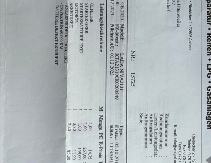 Lada Niva SUV 1,7 l 61 kw