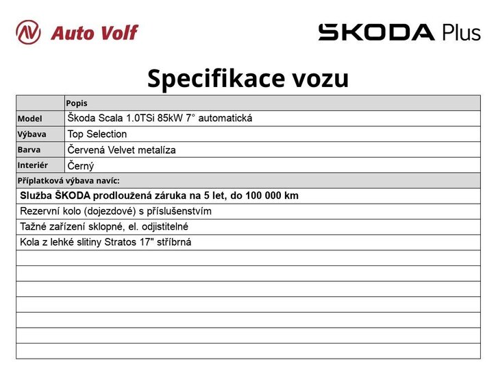 Škoda Scala Hatchback 1,0 l 85 kw