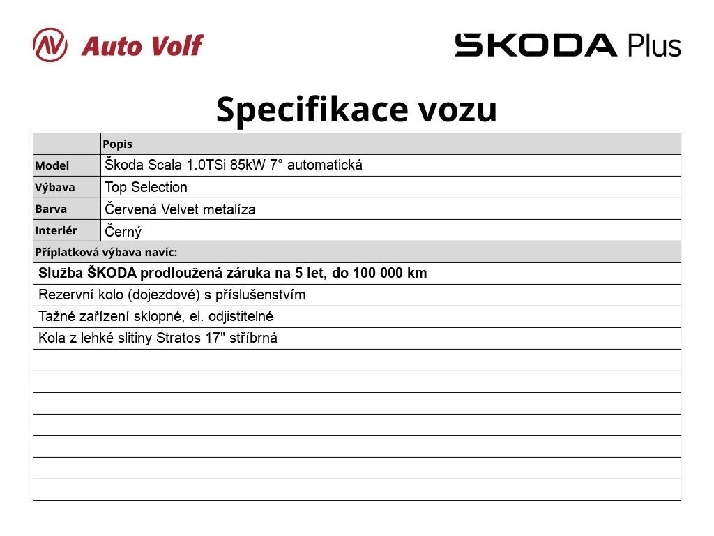 Škoda Scala Hatchback 1,0 l 85 kw