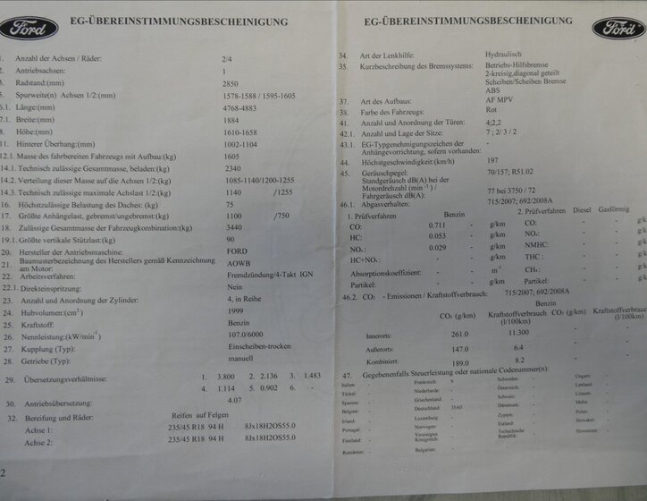 Ford S-MAX MPV 2,0 l 107 kw