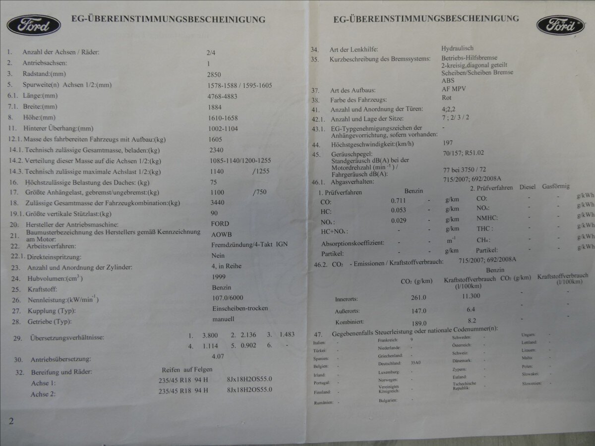 Ford S-MAX MPV 2,0 l 107 kw