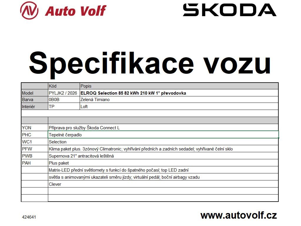 Škoda Elroq SUV / Terénní 1,0 210 kw