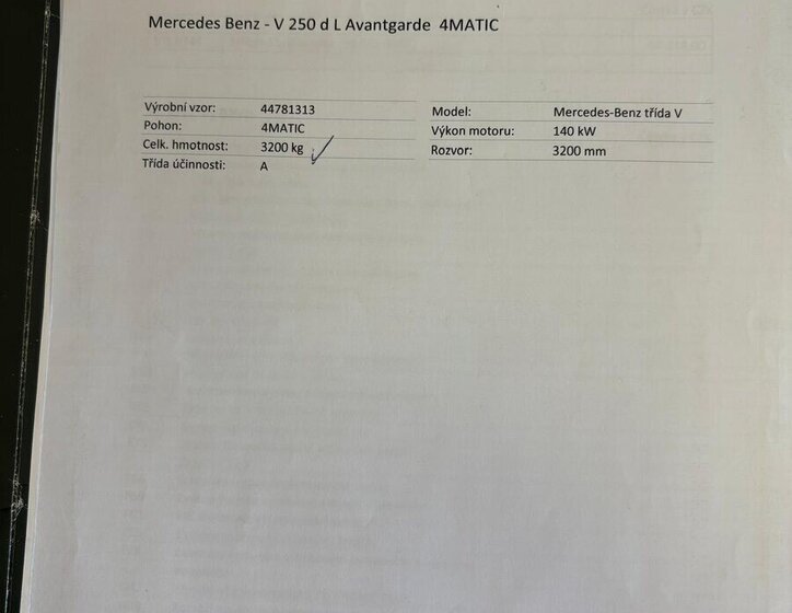 Mercedes-Benz Třídy V VAN / Minibus 0,0 140 kw