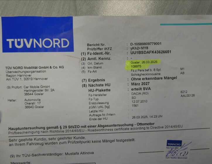 Dacia Sandero Hatchback 1,6 l 64 kw