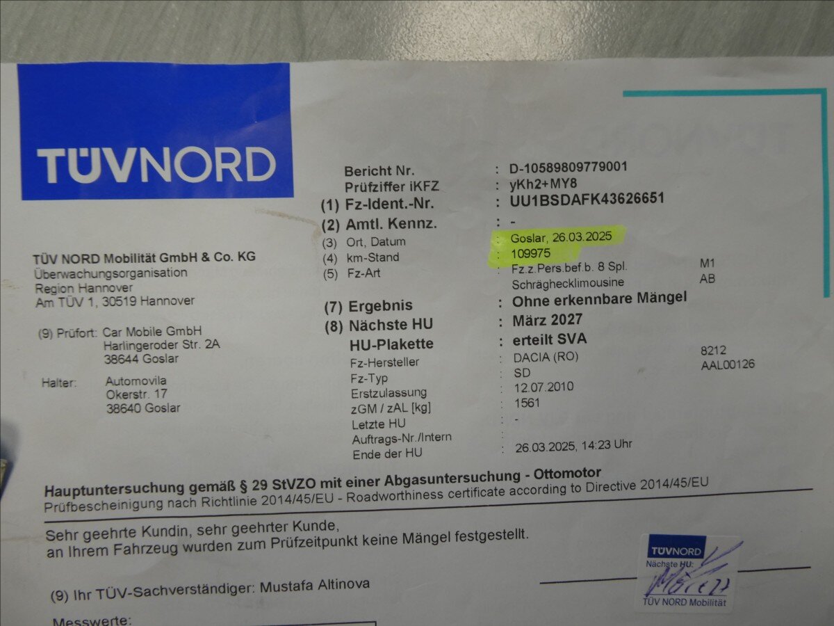 Dacia Sandero Hatchback 1,6 l 64 kw