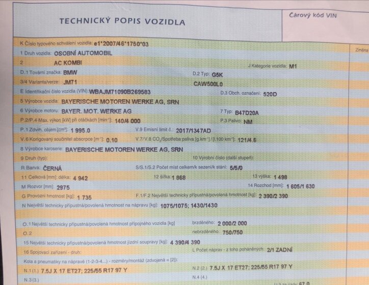 BMW Řada 5 Kombi 2,0 l 140 kw