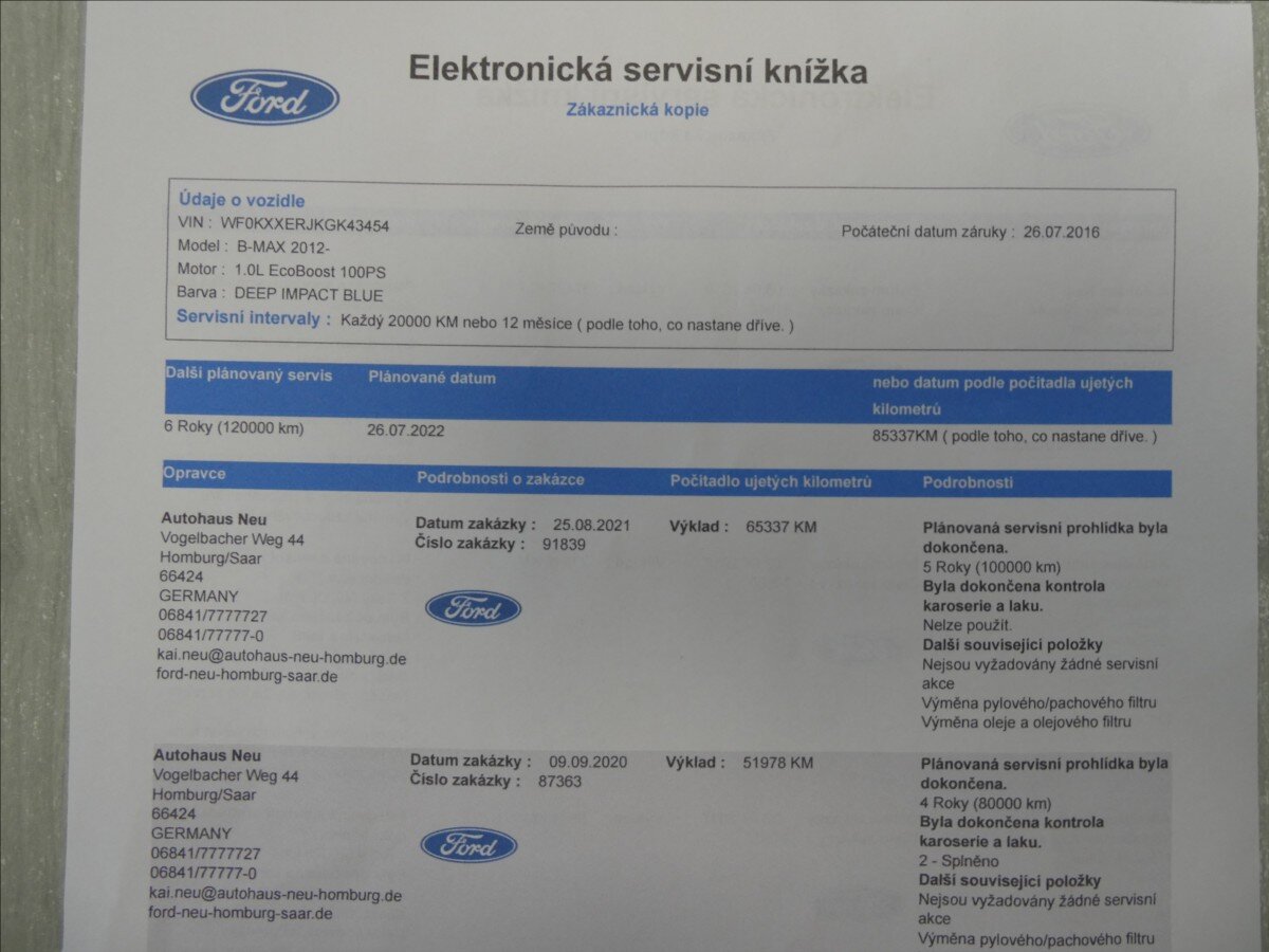 Ford B-MAX MPV 998,0 74 kw