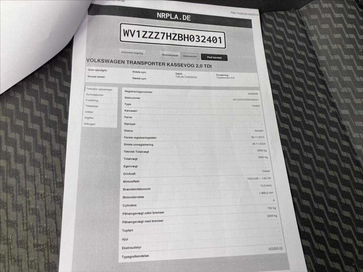 Volkswagen Transporter VAN-Minibus 2,0 l 103 kw