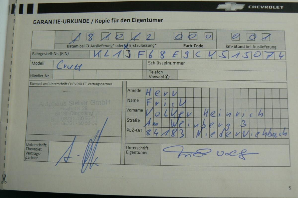 Chevrolet Cruze Hatchback 1,6 l 91 kw