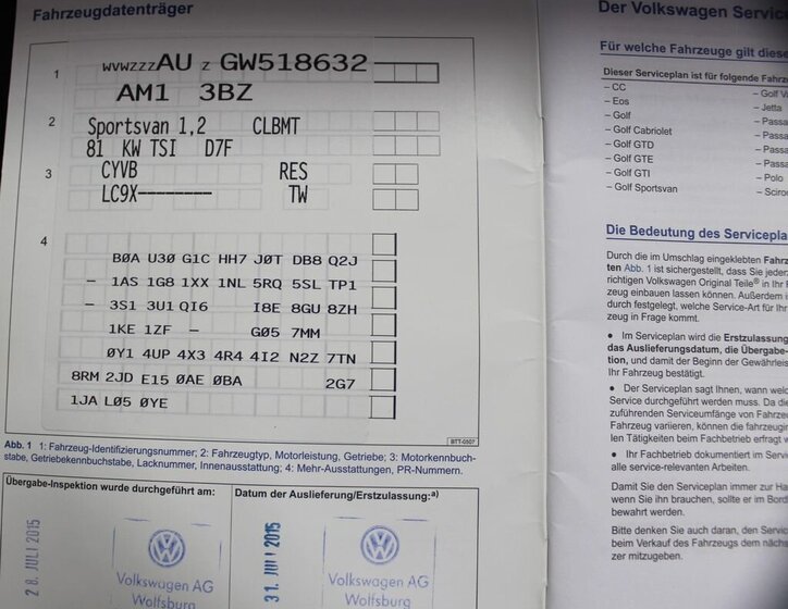 Volkswagen Golf Sportsvan Kombi 1,2 l 81 kw