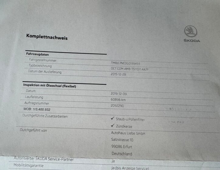 Škoda Octavia Kombi 1,5 l 110 kw
